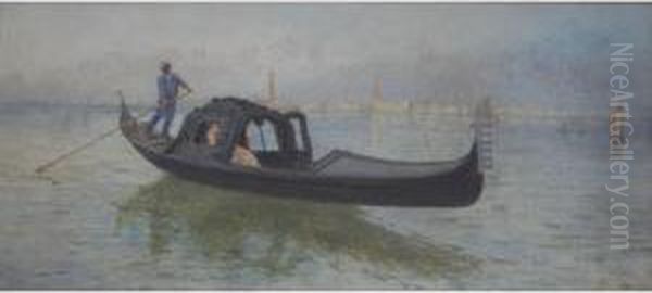 A Gondola On The Venetian Lagoon Oil Painting by Jarvis Matthew