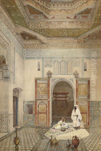 Tea In The Riad Oil Painting by Jarvis Matthew