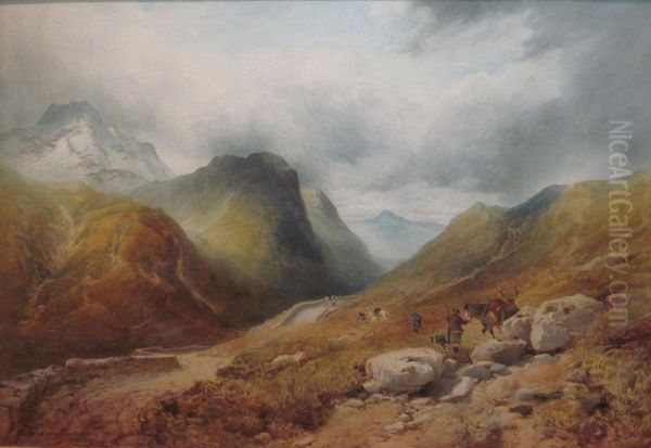 The Three Sisters Pass In Glencoe Oil Painting by Edward Matthews