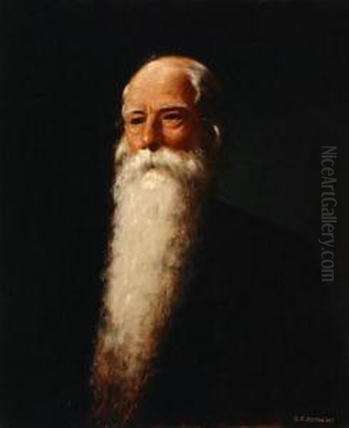 Portrait Of A Bearded Gentleman Wearing A Blackcoat by George Bagby Matthews