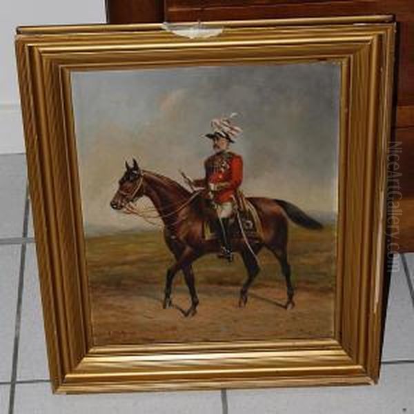 Edward Vii On Horseback Oil Painting by J. Matthews