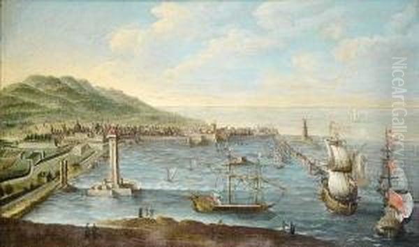 A View Of Livorno Oil Painting by Ludovico Mattioli