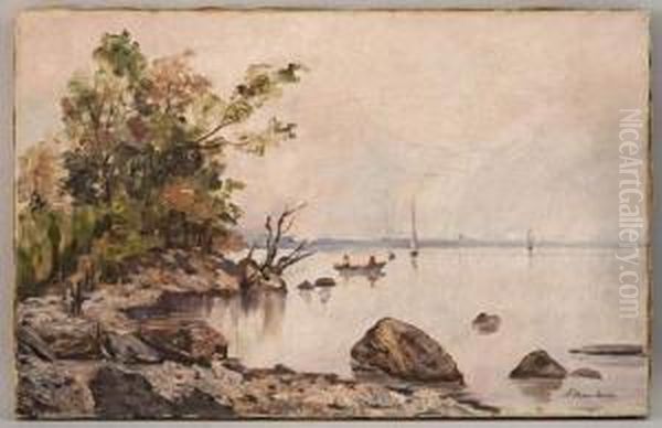 Vue Du Lac Depuis Labelotte A Geneve Oil Painting by Francois Armand Mauchain