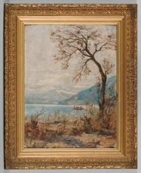 Paysage Et Barque Oil Painting by Francois Armand Mauchain