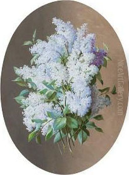 Lilacs, Wildflowers Oil Painting by Raoul Maucherat de Longpre