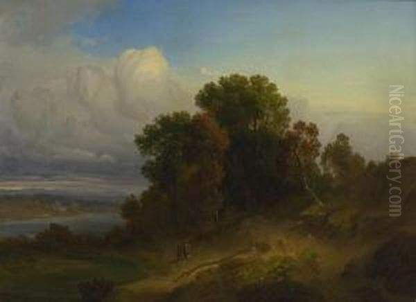 Romantische Landschaft. Oil Painting by Georg Mauckner