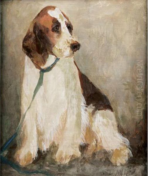 Seated Hound Oil Painting by Louise Marie Jeanne Mauduit