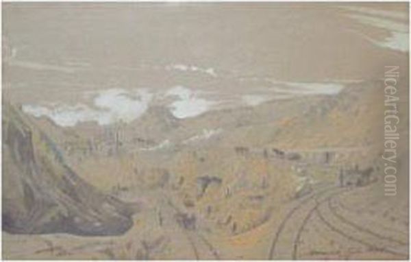 Vue De La Mine De Moresnet. Oil Painting by Adolphe Maugendre