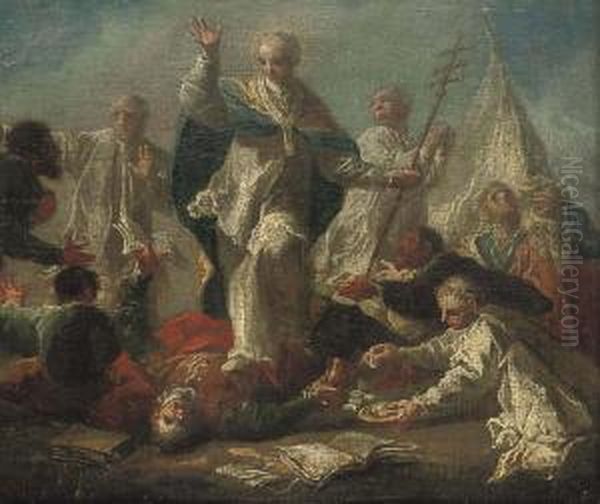 Saint Bernard Of Clairvaux Converting William, Duke Of Aquitaine Oil Painting by Franz Anton Maulbertsch