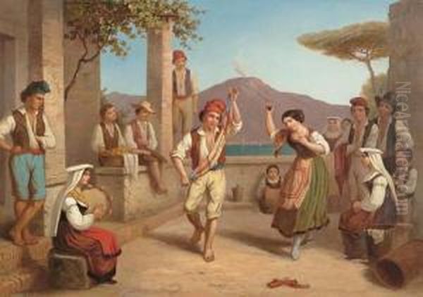 Danseurs A Naples Oil Painting by Charles Maurand