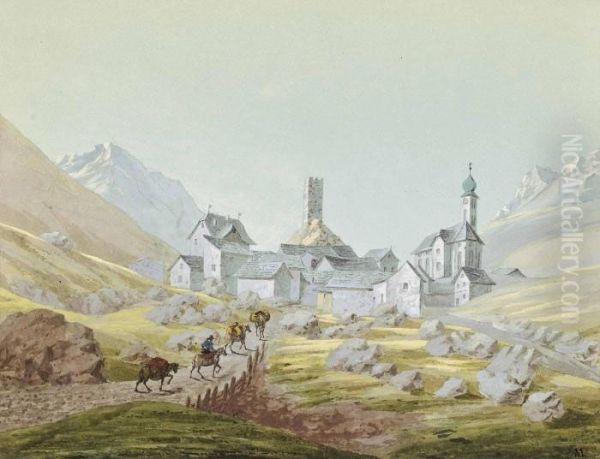 Views Of Switzerland: Hospitiam Oil Painting by Heinrich Maurer