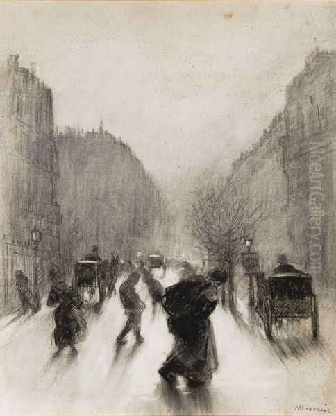 Rue Animee Oil Painting by Charles Maurin