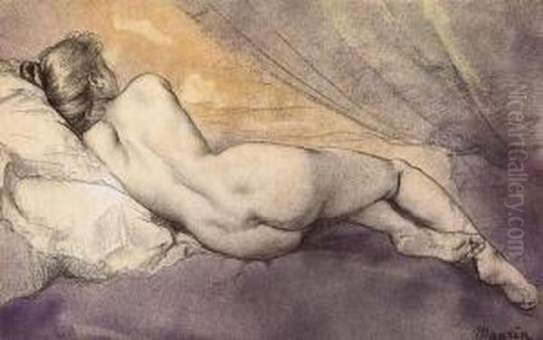 Reclining Nude Oil Painting by Charles Maurin