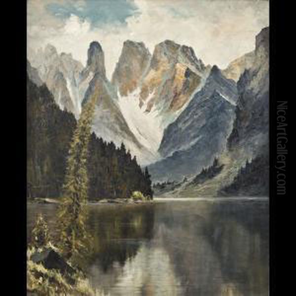 Monte Cristallo E Lago Di Landro Sulle Dolomiti Oil Painting by Hans Maurus