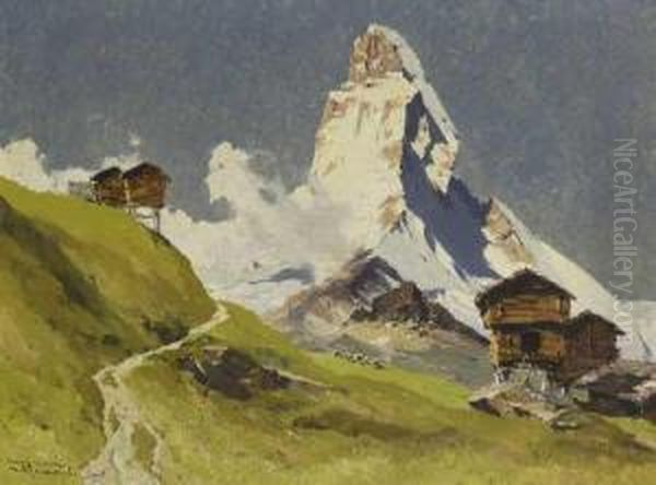 Matterhorn Vom Riffelweg Oil Painting by Hans Maurus