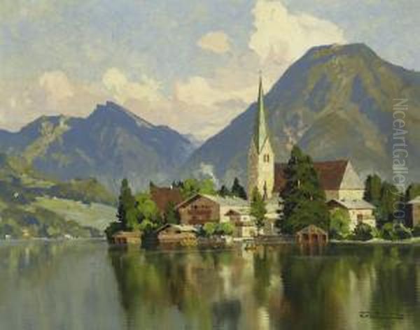 Blick Auf Rottach-egern Oil Painting by Hans Maurus