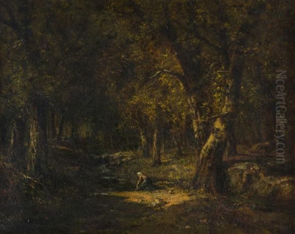 Lavandiere Dans La Foret Oil Painting by Francois Maury