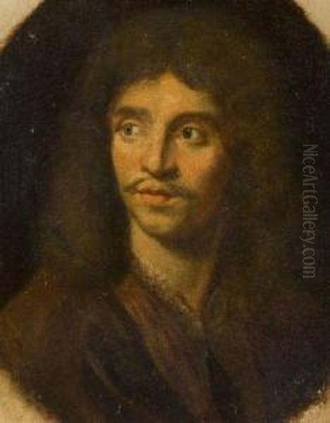 Portrait De Moliere, D'apres Ingres Oil Painting by Jean-Baptiste Mauzaisse