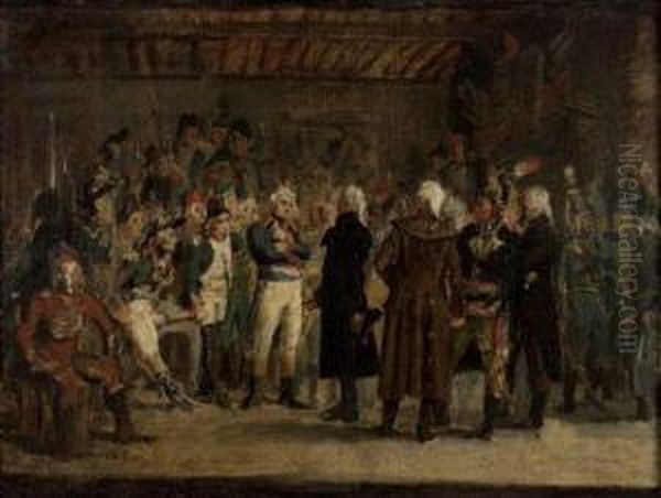 L'assemblee Des Officiers Oil Painting by Jean-Baptiste Mauzaisse