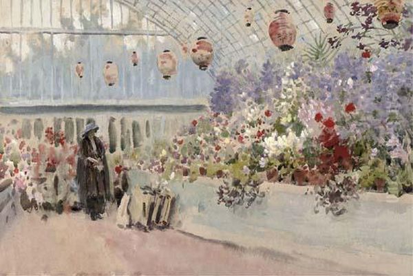 In The Conservatory Oil Painting by Alexander James Mavrogordato