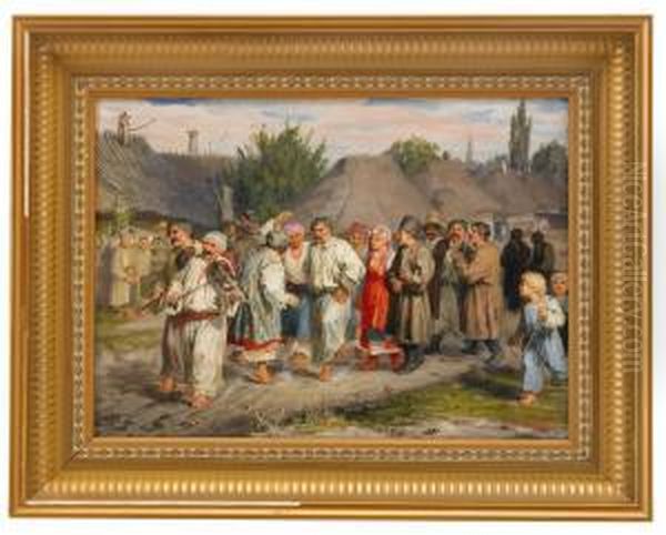 Wedding Procession Oil Painting by Vasily Maximovich Maximov