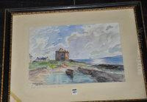 Porton Cross Castle Near West Kilbride Oil Painting by John Kidd Maxton