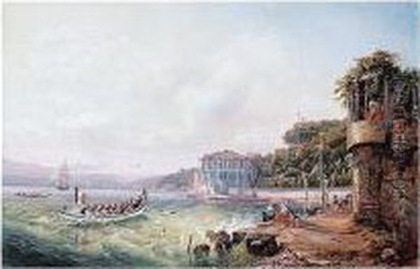 On The Bosphorus Oil Painting by August George Mayer