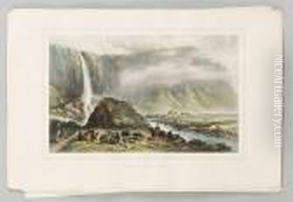 Islande Oil Painting by Auguste Etienne Fr. Mayer