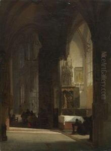 Nurnberg - St. Lorenz. Oil Painting by Friedrich Carl Mayer