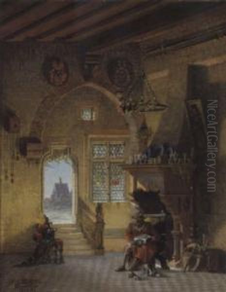 Im Heiliggeistspital Zu Goslar Oil Painting by Friedrich Carl Mayer