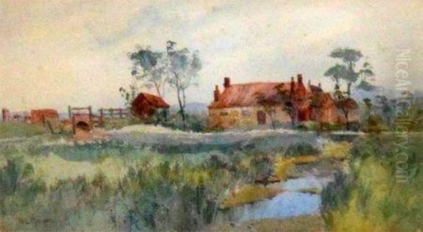 Broadland Cottages Oil Painting by William Edward Mayes