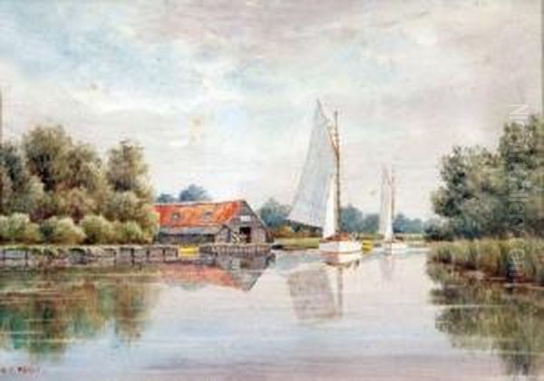 At Brundall On The Yare Oil Painting by William Edward Mayes