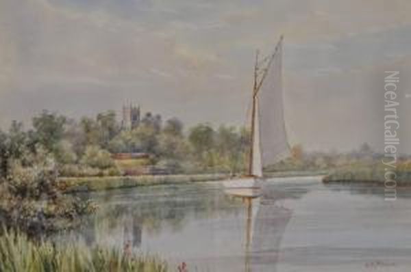 Scenes On The Norfolk Broads Oil Painting by William Edward Mayes