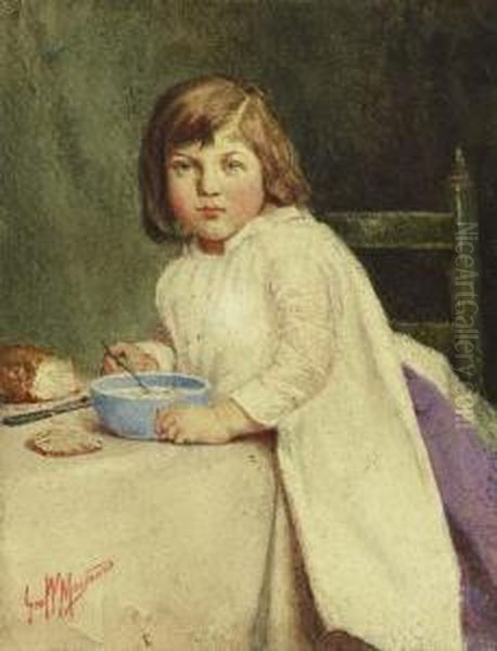 The Bowl Of Porridge Oil Painting by George Willoughby Maynard