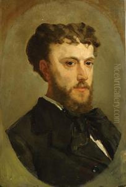 Portrait De Felicien Rops. Oil Painting by Jean Mayne