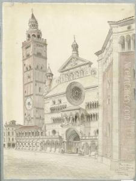 The Cathedral Square Of Cremona Oil Painting by William Mayor