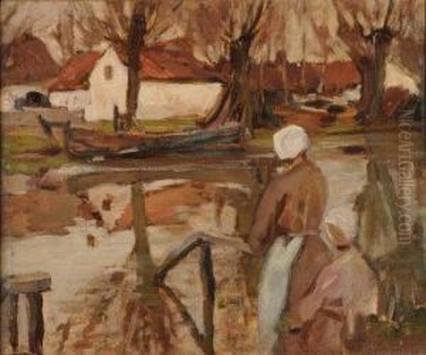 'by The River, Flushing' Oil Painting by William Frederick Mayor