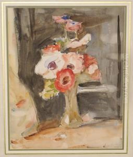 Still Life Of Anemones In A Vase Oil Painting by William Frederick Mayor