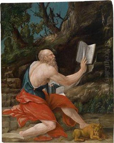 St. Jerome Oil Painting by Girolamo Mazzola Bedoli