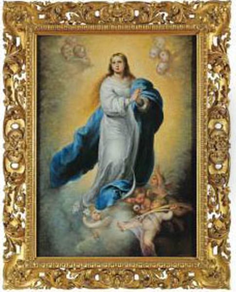 The Assumption Of The Virgin Oil Painting by Giuseppe Mazzolini