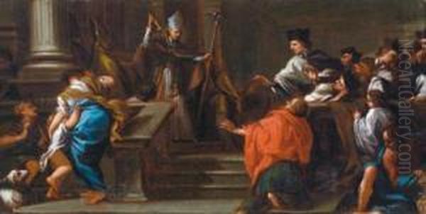 Giudizio Di Un Tribunale Ecclesiastico Oil Painting by Sebastiano Mazzoni