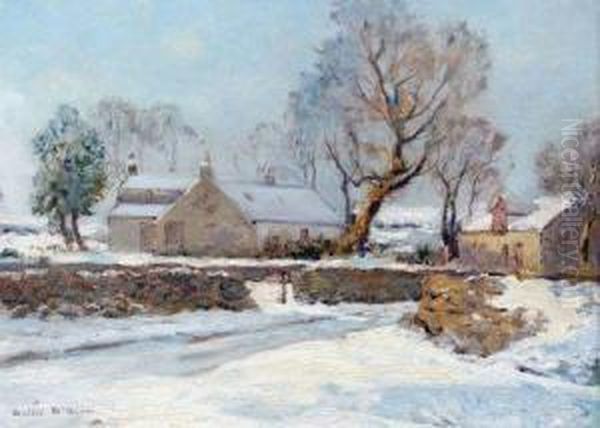 Scottish Landscape In Winter Oil Painting by Walter McAdam