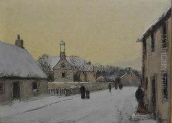 A Winters Morning Returning From Church Oil Painting by Walter McAdam