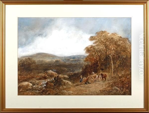 Figures In An Open Landscape Oil Painting by A. Mcarthur