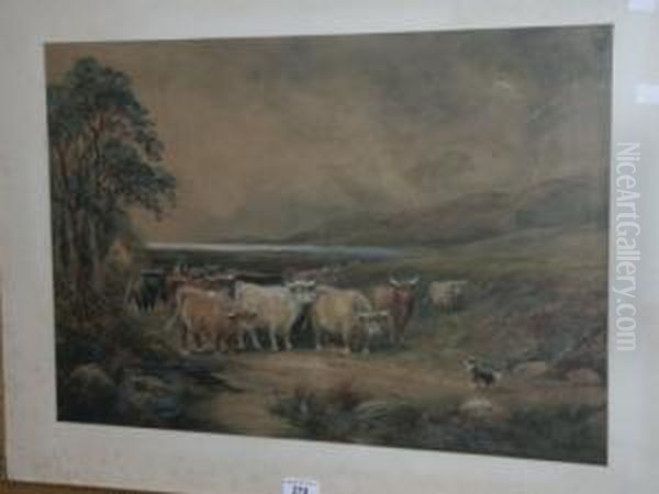 Highland Cattle On A Lane Oil Painting by A. Mcarthur