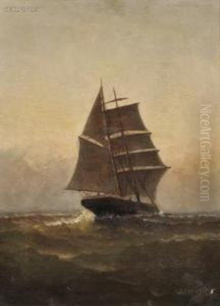 Sail At Dusk Oil Painting by James J. Mcauliffe