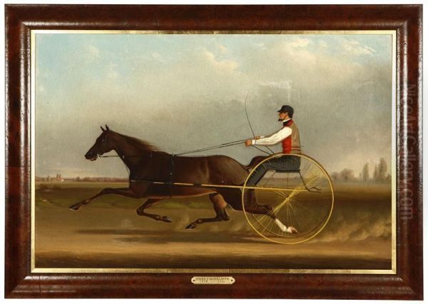 A Trotter And Sulky Oil Painting by James J. Mcauliffe