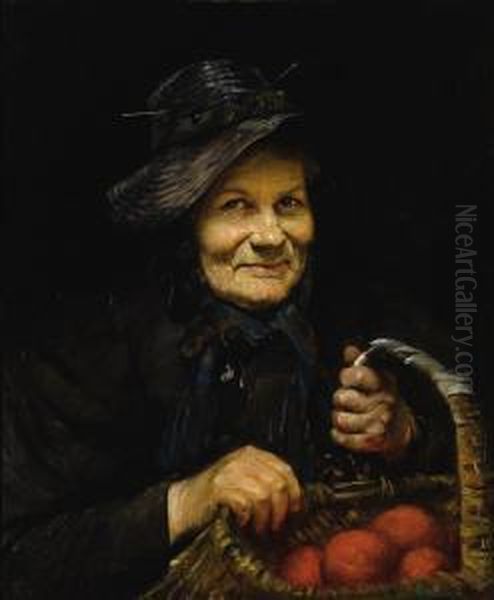 Portrait Of Woman With Oranges Oil Painting by Flora Thomas Mccaig