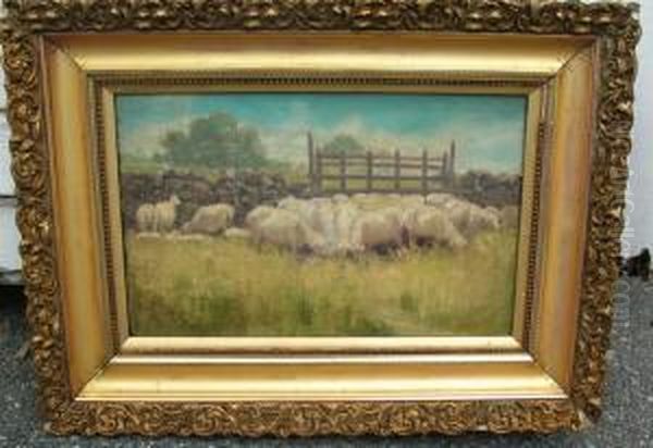 Sheep Grazing Oil Painting by Flora Thomas Mccaig