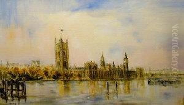 The Houses Of Parliament Oil Painting by Clara Taggart Mcchesney